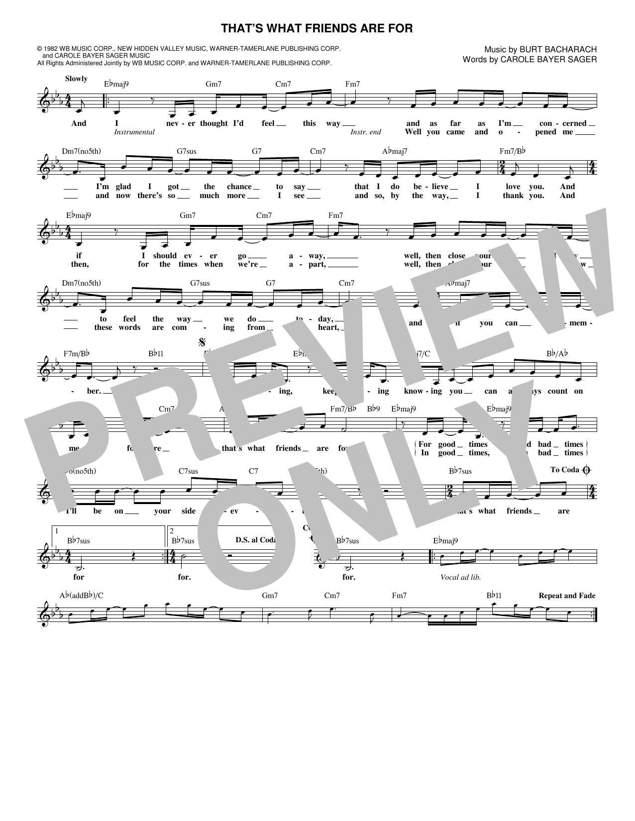 Dionne & Friends That's What Friends Are For sheet music notes and chords. Download Printable PDF.