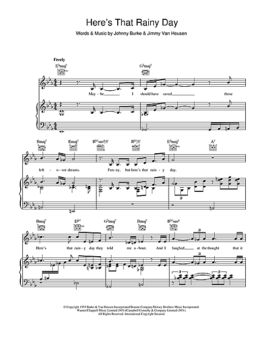 Dionne Warwick Here S That Rainy Day Sheet Music Pdf Notes Chords Standards Score Piano Vocal Guitar Right Hand Melody Download Printable Sku 47414