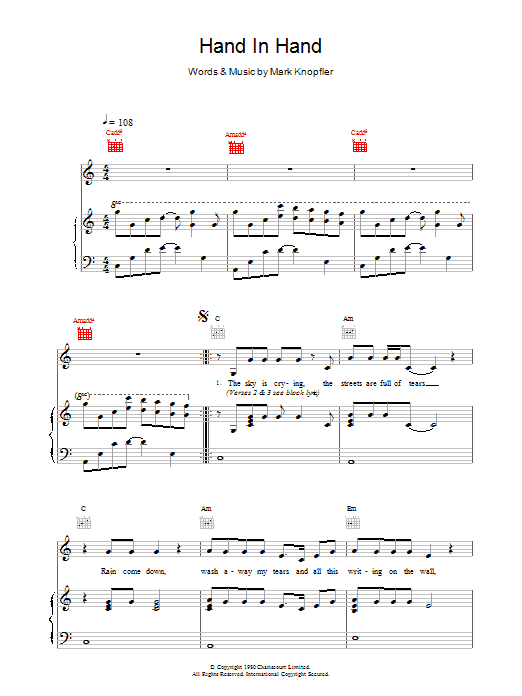 Dire Straits Hand In Hand sheet music notes and chords. Download Printable PDF.