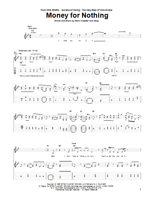 Learn to play Dire Straits Money For Nothing sheet music for Keyboard (Abridged) in minutes. Dire Straits Money For Nothing sheet music notes and chords. Download Printable PDF.