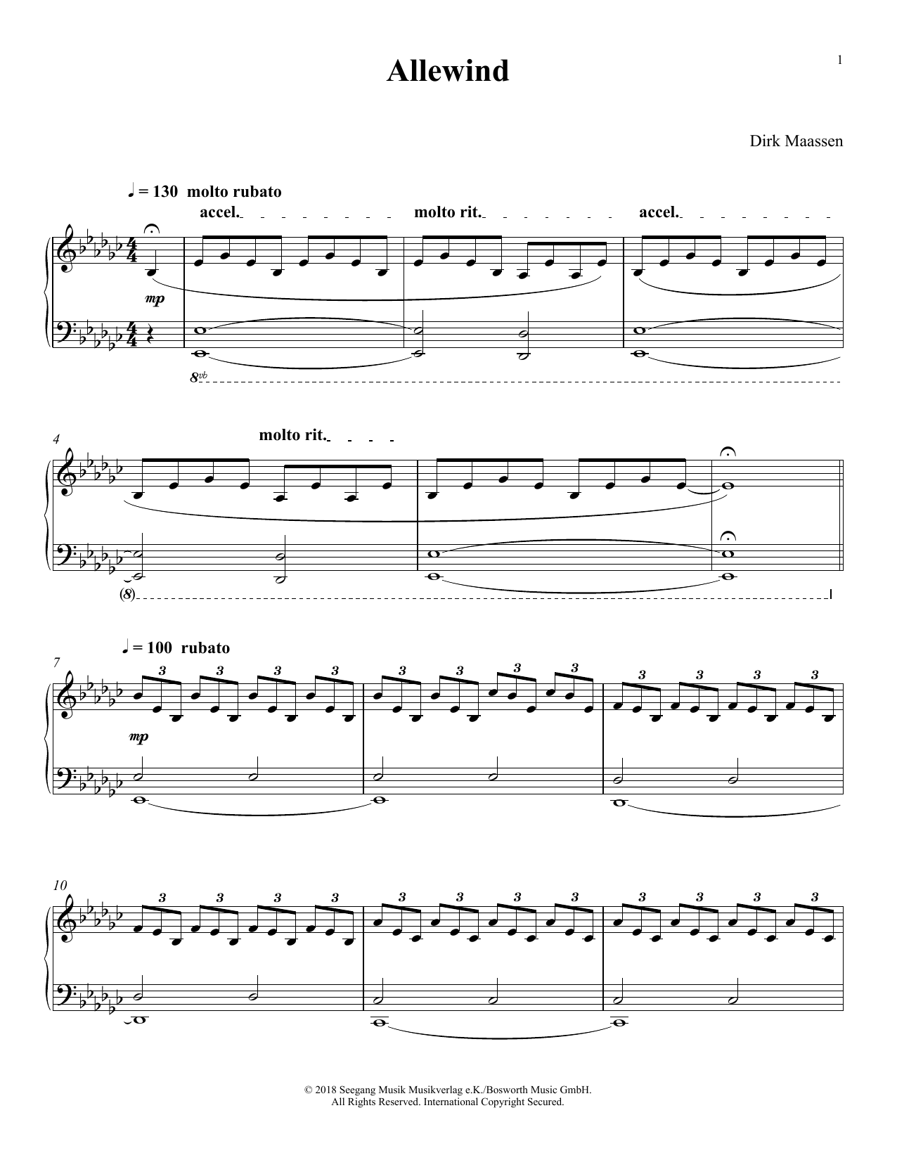 Dirk Maassen Allewind sheet music notes and chords. Download Printable PDF.