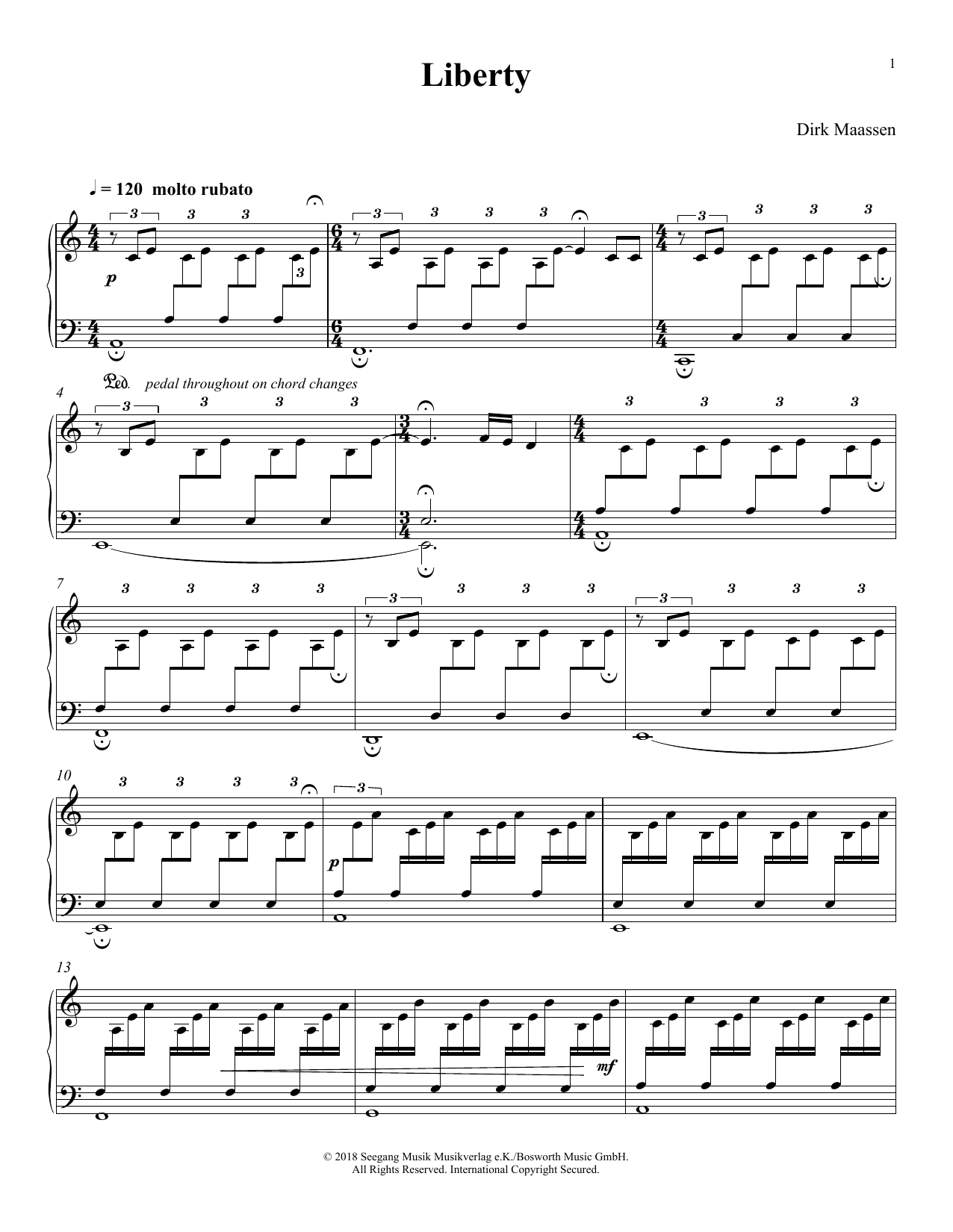 Dirk Maassen Liberty sheet music notes and chords. Download Printable PDF.