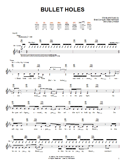 Dispatch Bullet Holes sheet music notes and chords. Download Printable PDF.