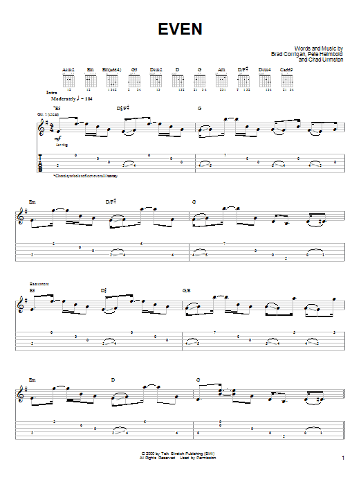 Dispatch Even sheet music notes and chords. Download Printable PDF.