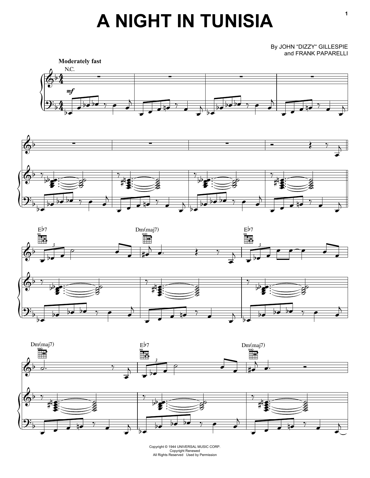 Learn to play Dizzy Gillespie A Night In Tunisia sheet music for Real Book – Melody & Chords in minutes. Dizzy Gillespie A Night In Tunisia sheet music notes and chords. Download Printable PDF.