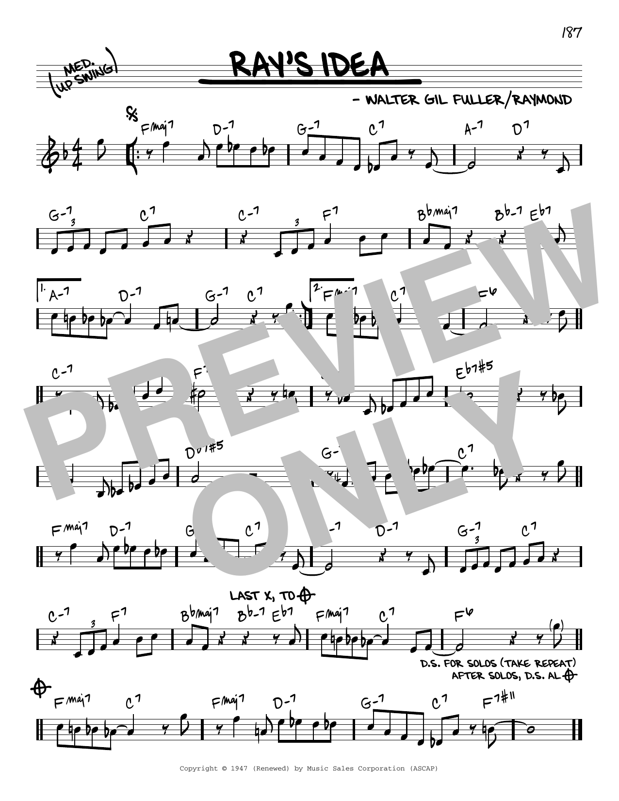 Dizzy Gillespie Ray's Idea sheet music notes and chords. Download Printable PDF.