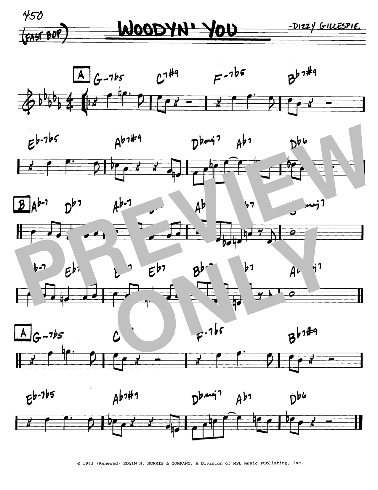 Dizzy Gillespie Woodyn' You sheet music notes and chords. Download Printable PDF.