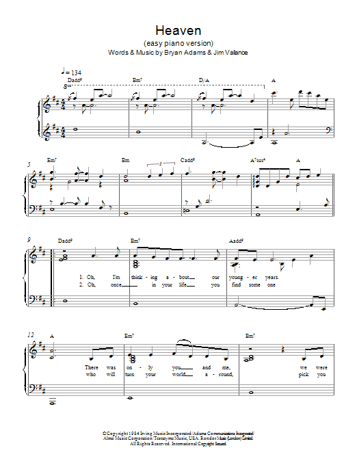 DJ Sammy Heaven (piano version) sheet music notes and chords. Download Printable PDF.