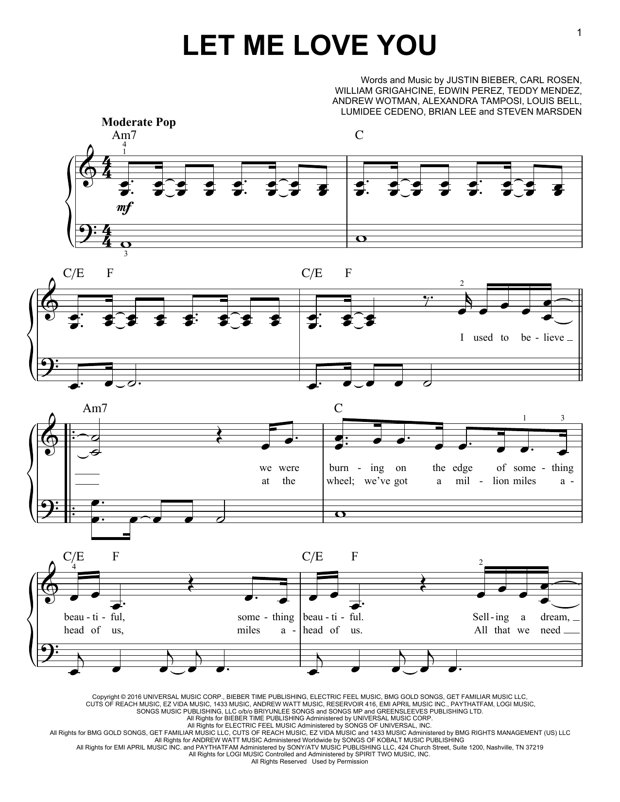 Dj Snake Feat Justin Bieber Let Me Love You Sheet Music Pdf Notes Chords Rock Score Easy Piano Download Printable Sku 181186