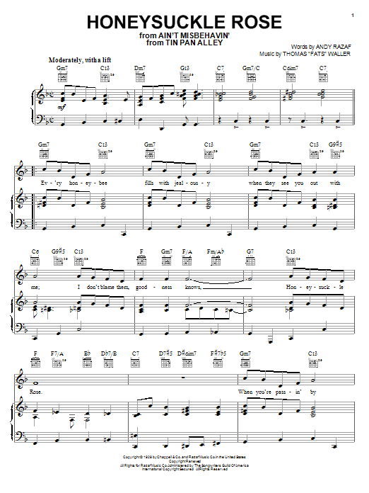 Django Reinhardt Honeysuckle Rose sheet music notes and chords. Download Printable PDF.
