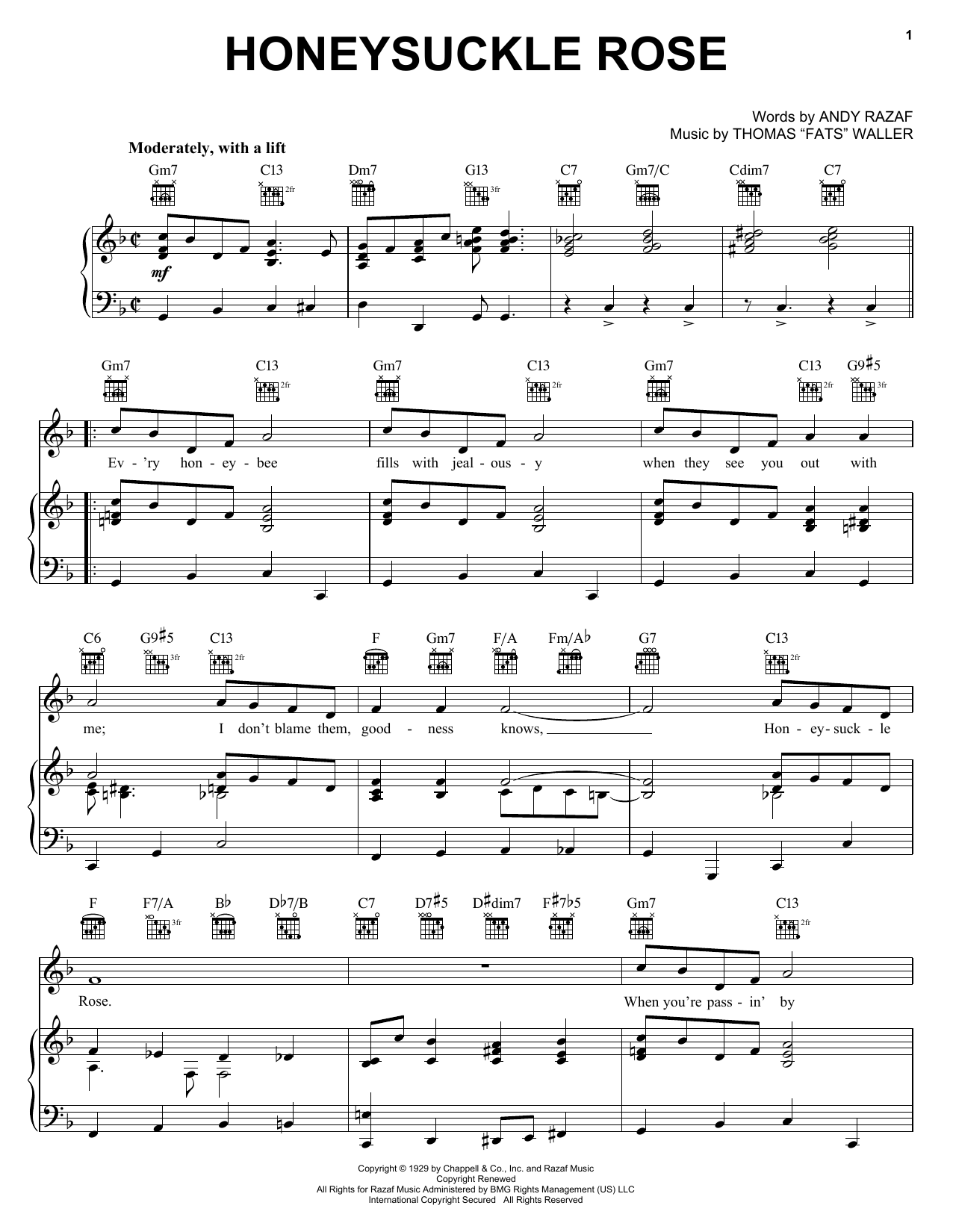 Learn to play Django Reinhardt Honeysuckle Rose sheet music for Piano, Vocal & Guitar (Right-Hand Melody) in minutes. Django Reinhardt Honeysuckle Rose sheet music notes and chords. Download Printable PDF.