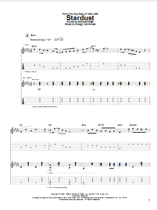 Django Reinhardt Stardust sheet music notes and chords. Download Printable PDF.