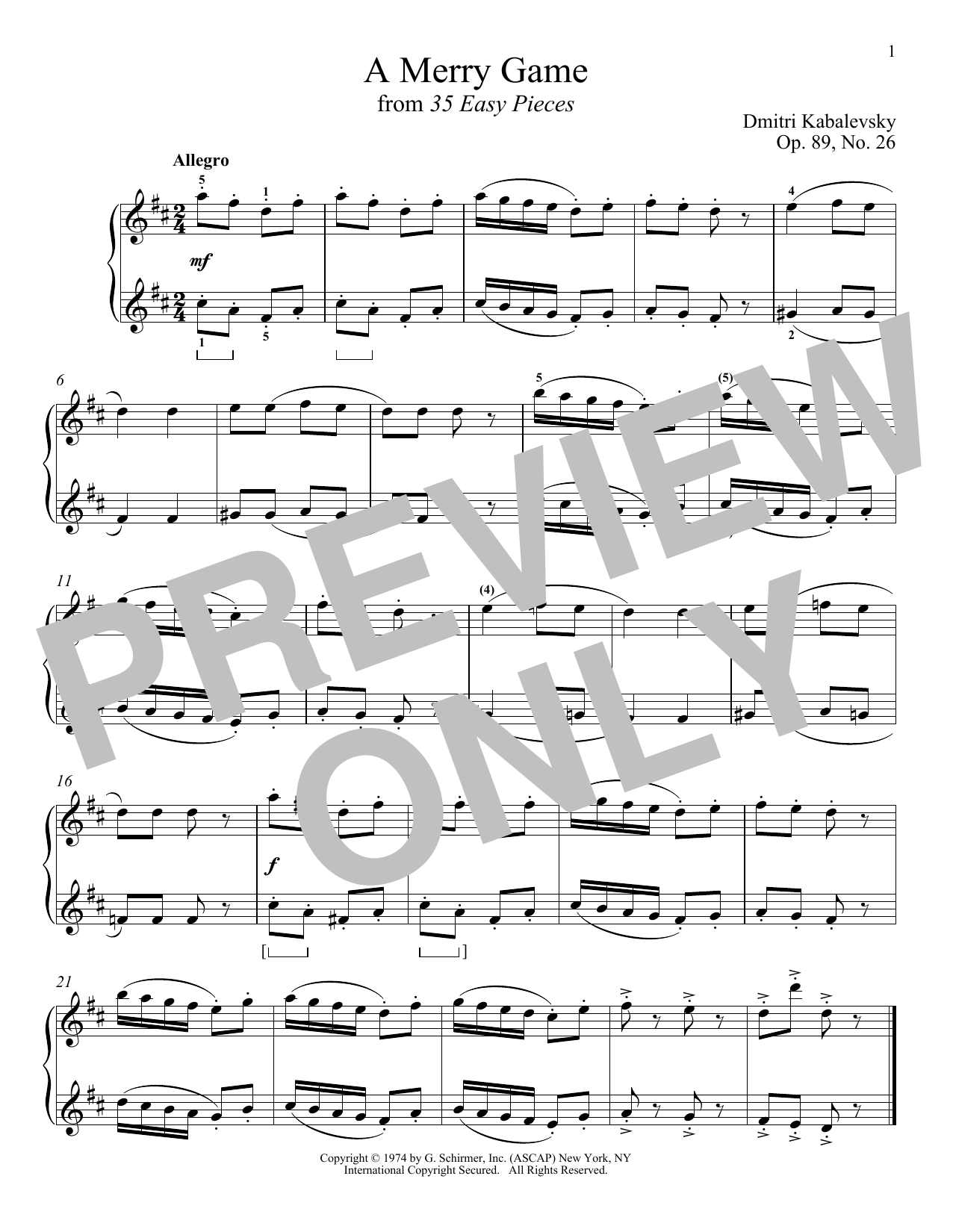 Dmitri Kabalevsky A Merry Game sheet music notes and chords. Download Printable PDF.