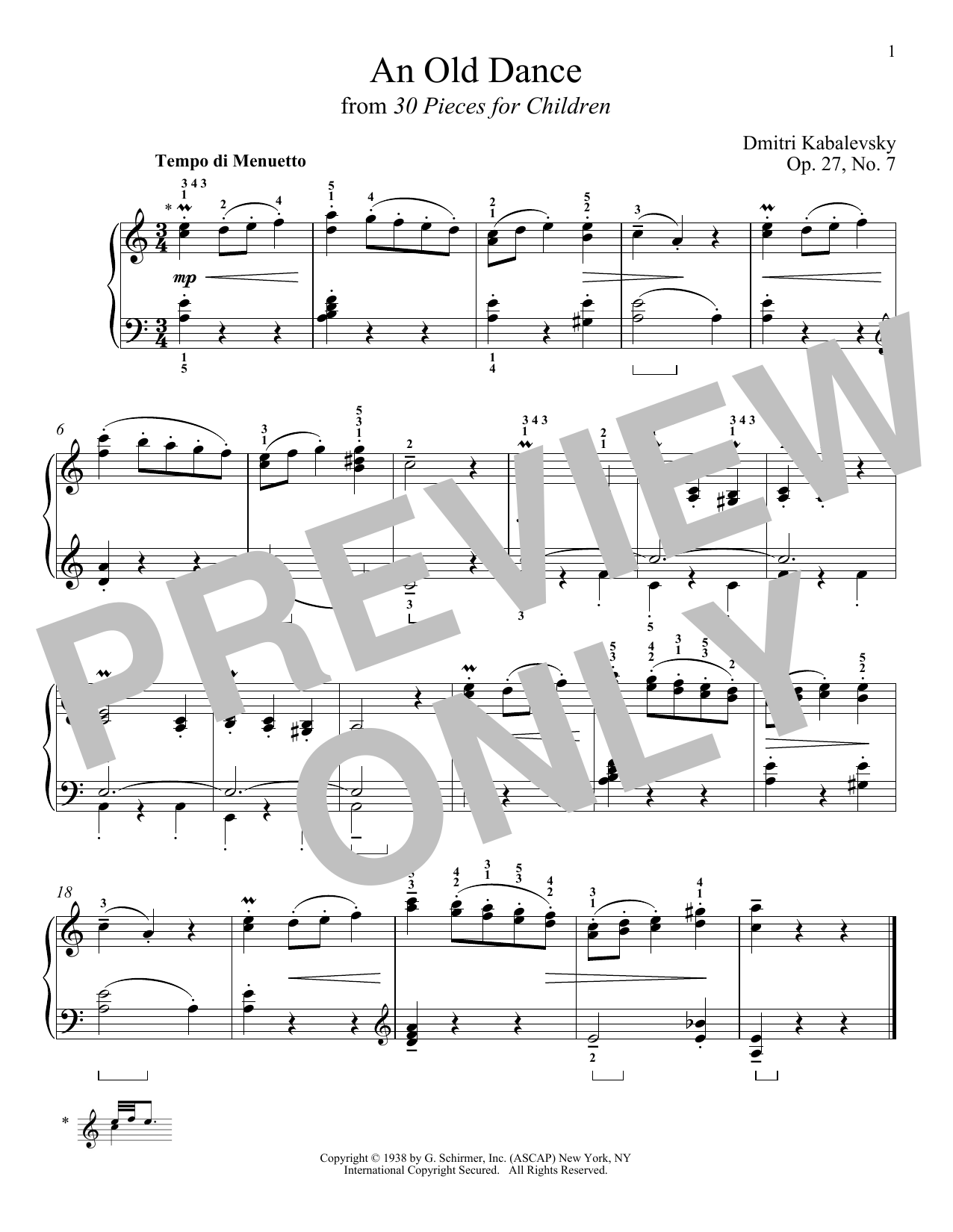 Learn to play Dmitri Kabalevsky An Old Dance, Op. 27, No. 7 sheet music for Piano Solo in minutes. Dmitri Kabalevsky An Old Dance, Op. 27, No. 7 sheet music notes and chords. Download Printable PDF.