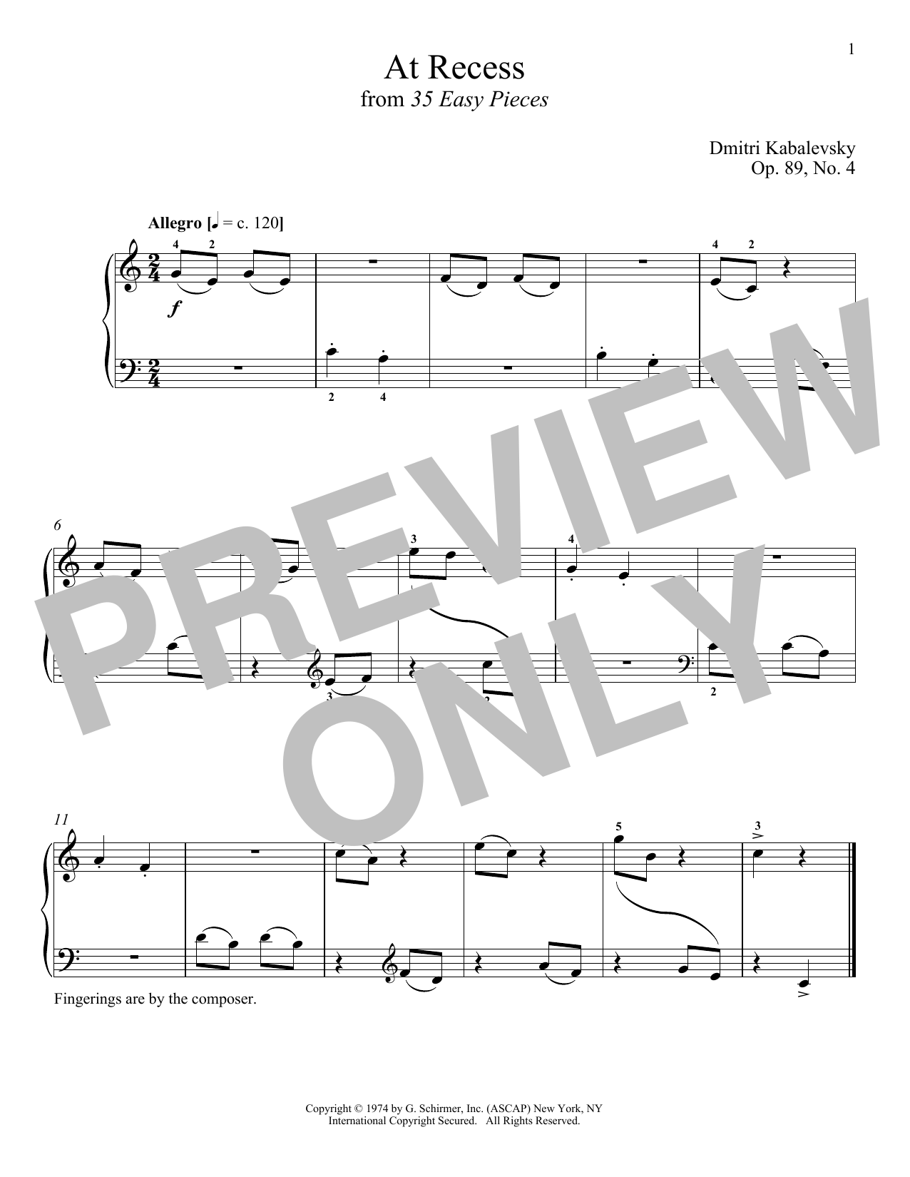 Learn to play Dmitri Kabalevsky At Recess sheet music for Piano Solo in minutes. Price: 6.9900$ Dmitri Kabalevsky At Recess sheet music notes and chords arranged for Piano Solo