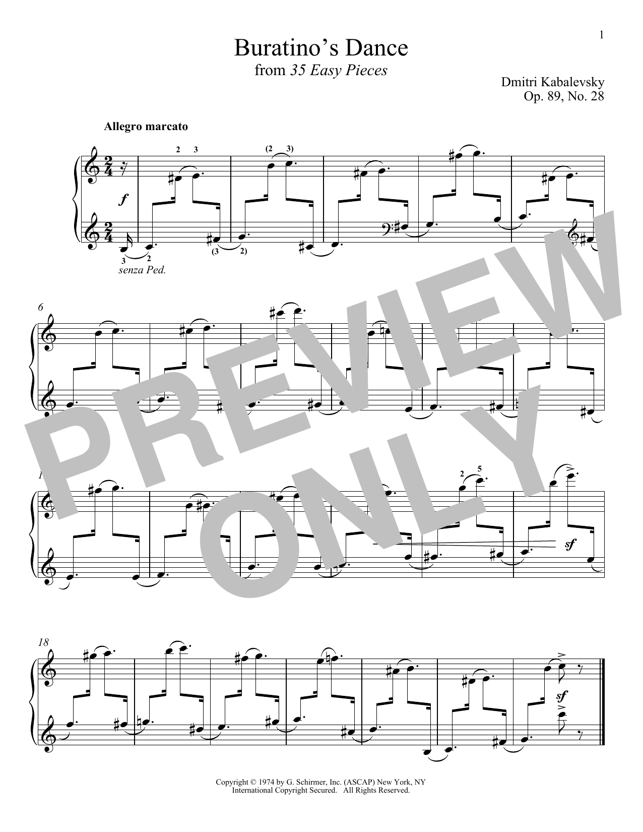 Dmitri Kabalevsky Buratino's Dance sheet music notes and chords. Download Printable PDF.