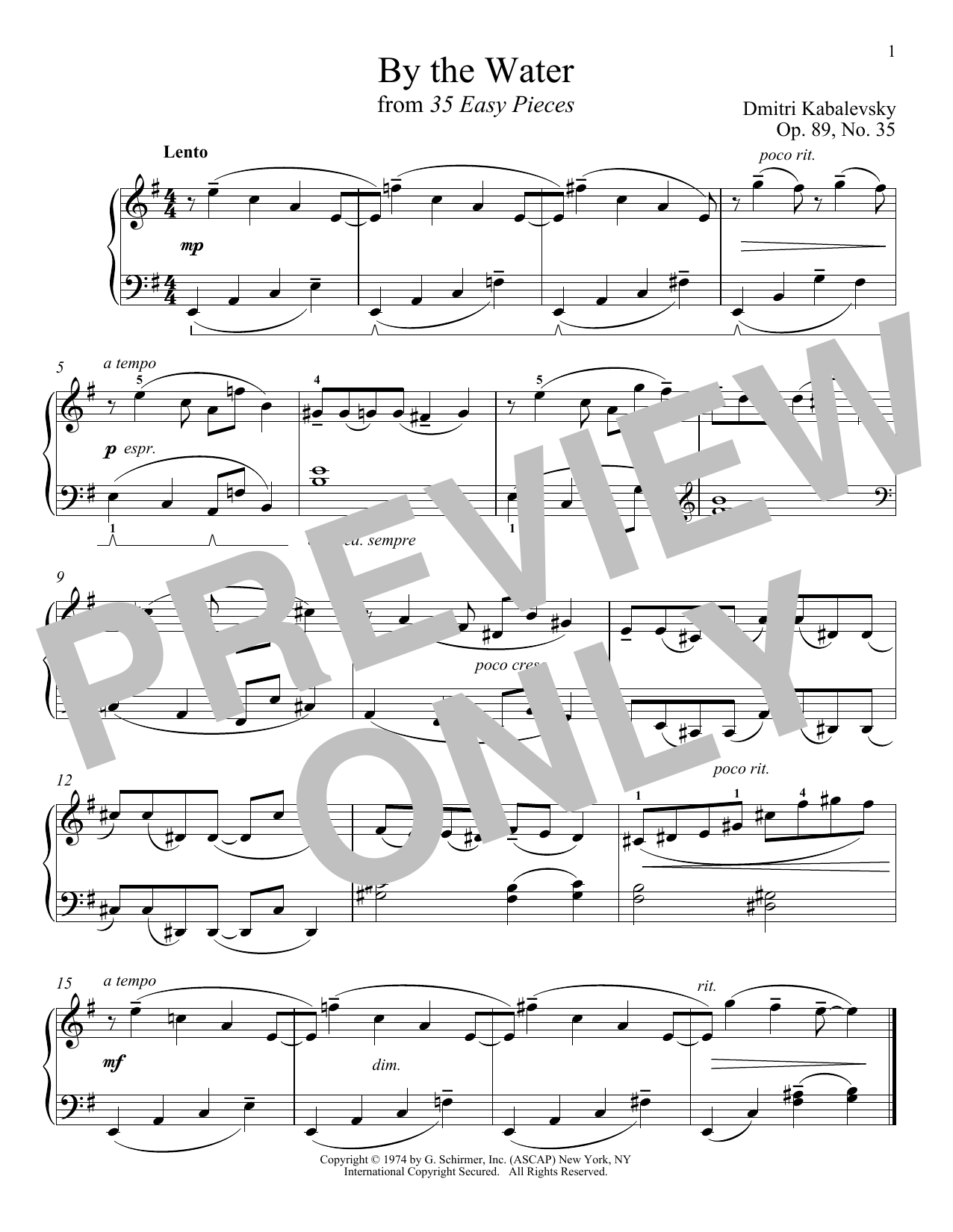 Learn to play Dmitri Kabalevsky By The Water, Op. 89, No. 35 sheet music for Piano Solo in minutes. Dmitri Kabalevsky By The Water, Op. 89, No. 35 sheet music notes and chords