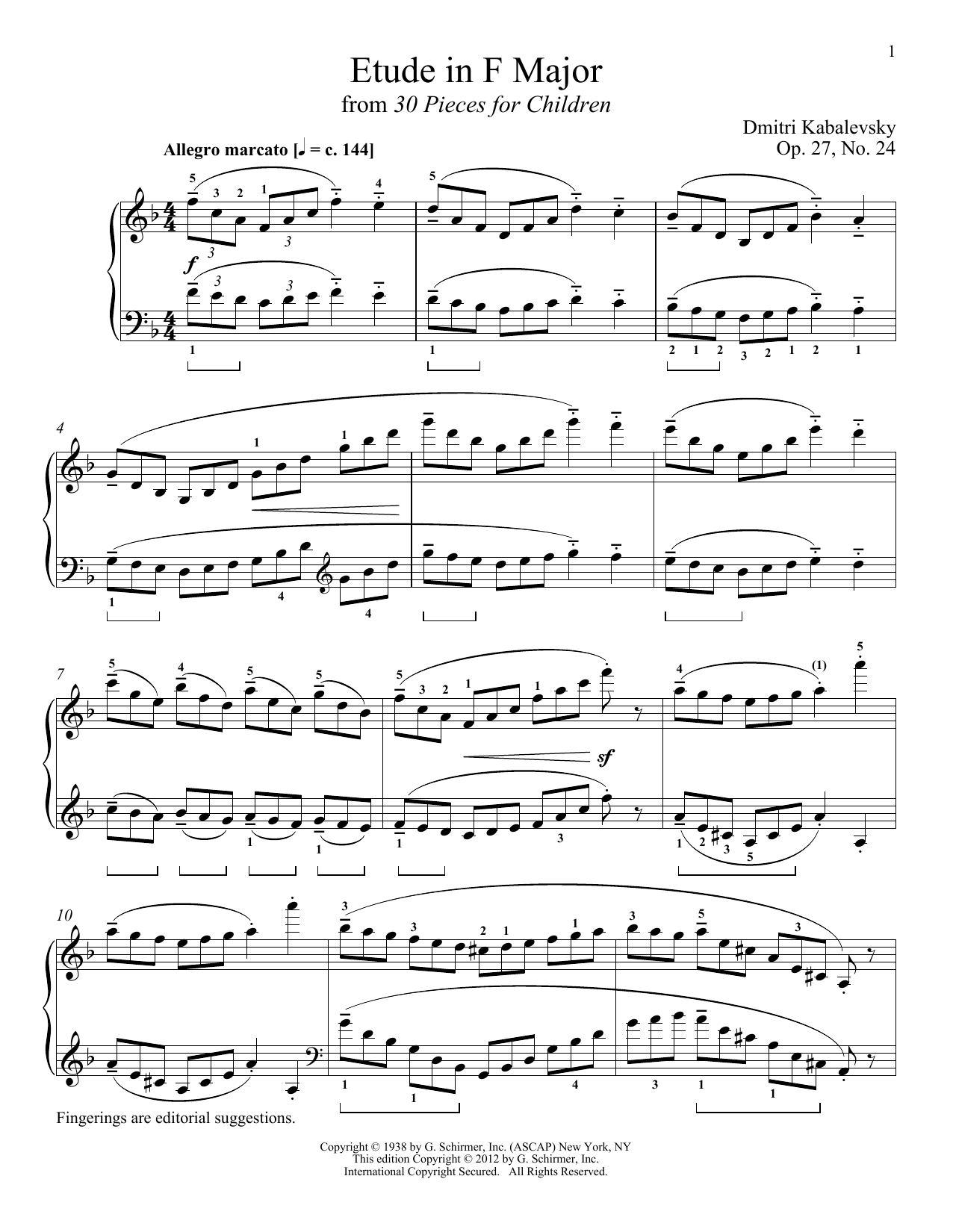 Learn to play Dmitri Kabalevsky Etude In F Major sheet music for Piano Solo in minutes. Dmitri Kabalevsky Etude In F Major sheet music notes and chords. Download Printable PDF.