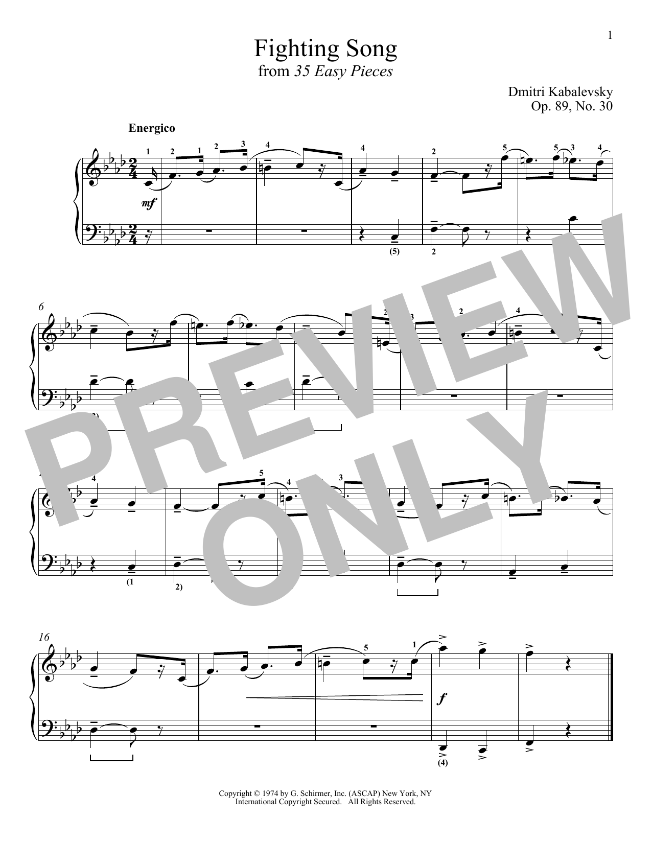 Learn to play Dmitri Kabalevsky Fighting Song, Op. 89, No. 30 sheet music for Piano Solo in minutes. Dmitri Kabalevsky Fighting Song, Op. 89, No. 30 sheet music notes and chords. Download Printable PDF.