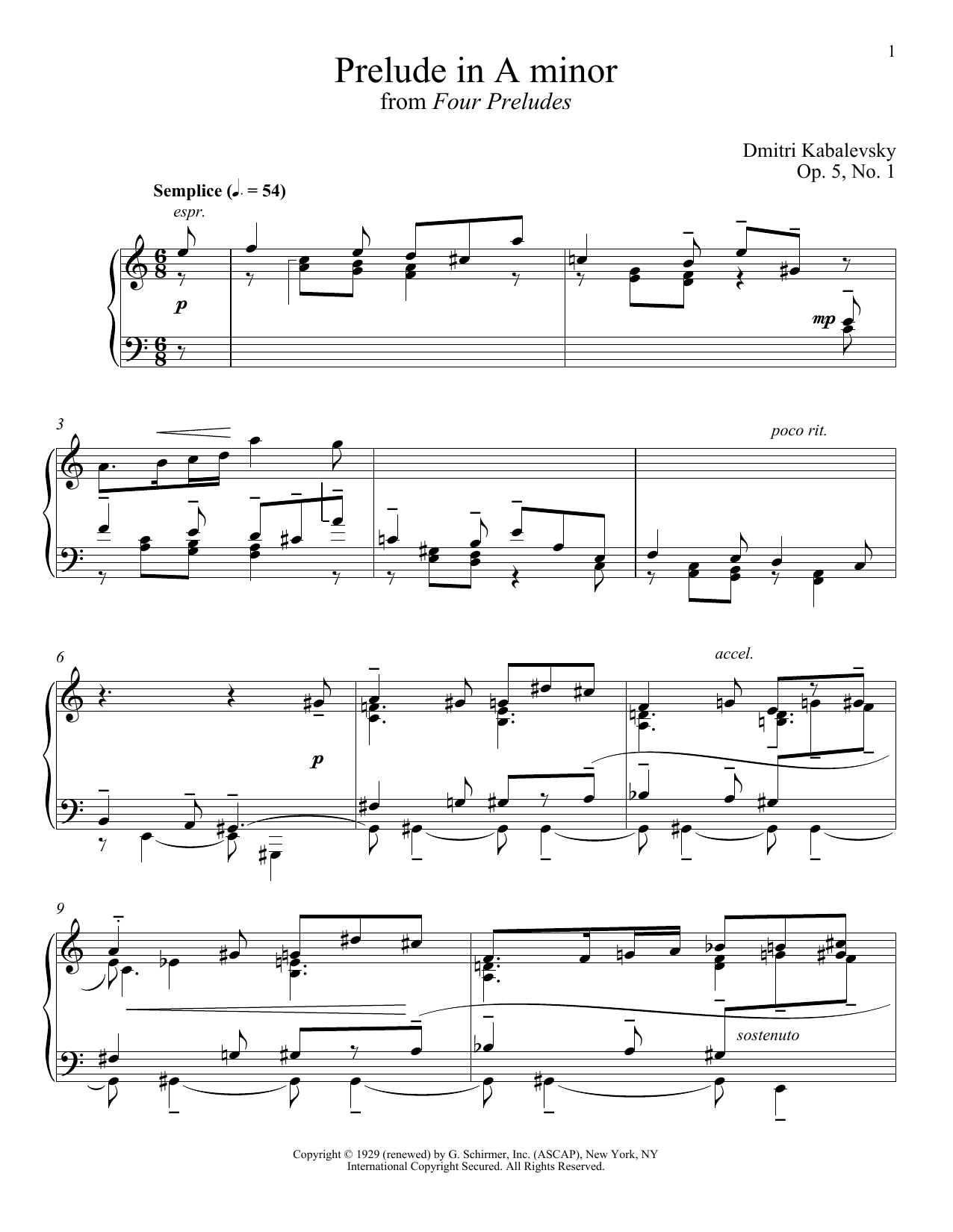 Learn to play Dmitri Kabalevsky Prelude In A Minor, Op. 5, No. 1 sheet music for Piano Solo in minutes. Dmitri Kabalevsky Prelude In A Minor, Op. 5, No. 1 sheet music notes and chords. Download Printable PDF.