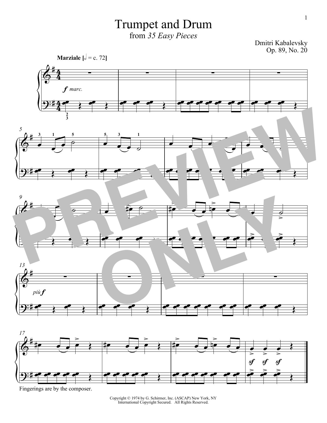 Dmitri Kabalevsky Trumpet And Drum, Op. 89, No. 20 sheet music notes and chords. Download Printable PDF.