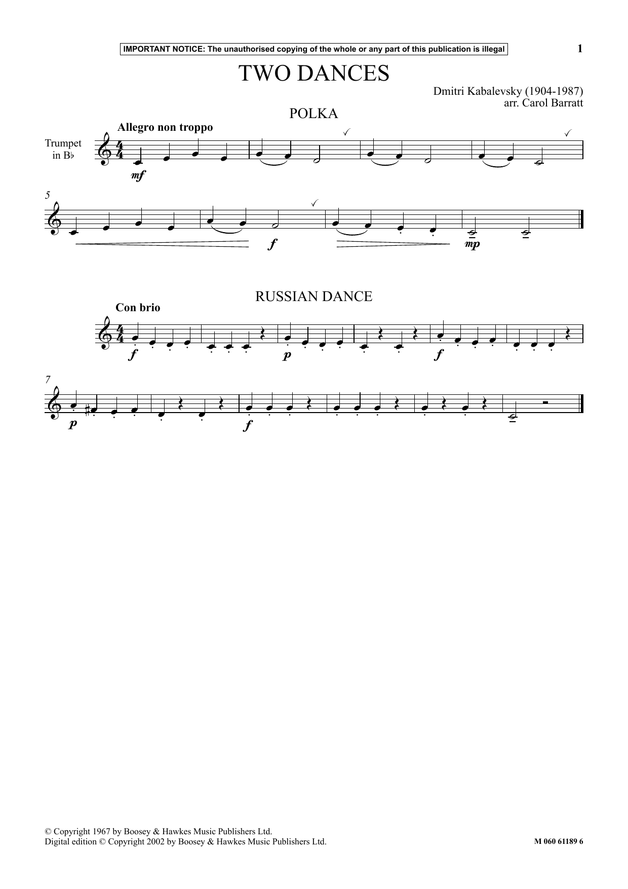 Dmitri Kabalevsky Two Dances sheet music notes and chords. Download Printable PDF.