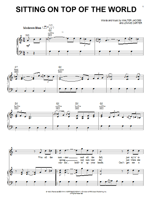 Sitting On Top Of The World Sheet Music by Doc Watson | Guitar Tab ...