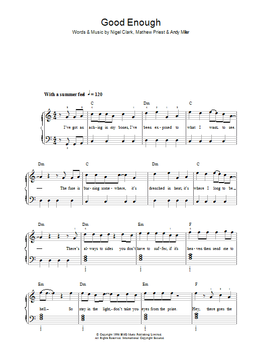 Dodgy Good Enough sheet music notes and chords. Download Printable PDF.