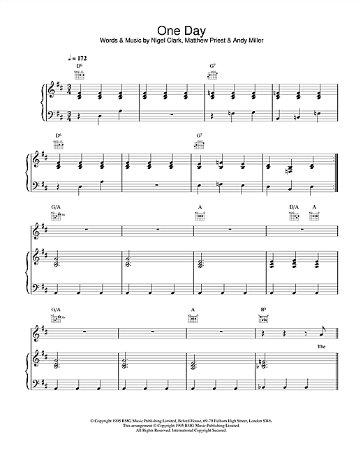 Dodgy One Day sheet music notes and chords. Download Printable PDF.