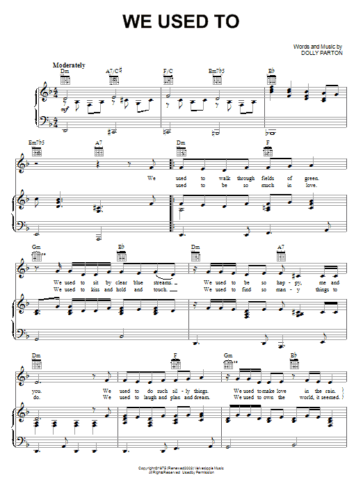 Dolly Parton We Used To sheet music notes and chords. Download Printable PDF.