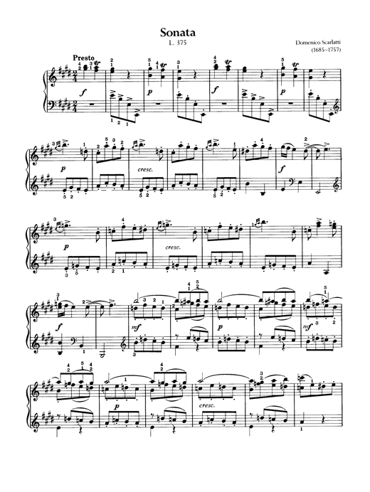 Learn to play Domenico Scarlatti Sonata, L. 375 sheet music for Piano Solo in minutes. Domenico Scarlatti Sonata, L. 375 sheet music notes and chords. Download Printable PDF.