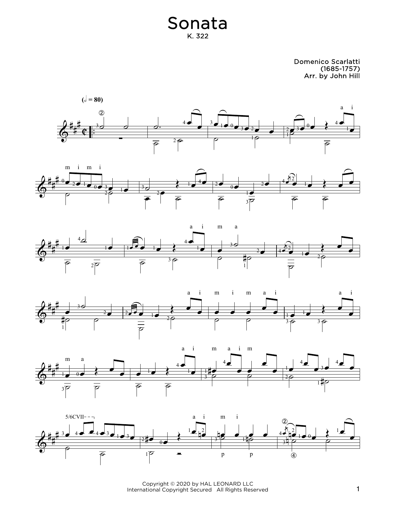 Domenico Scarlatti Sonata In A sheet music notes and chords. Download Printable PDF.