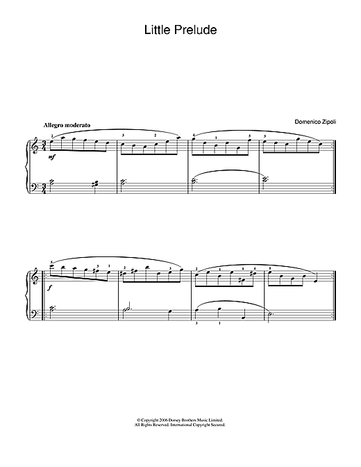 Domenico Zipoli Little Prelude sheet music notes and chords. Download Printable PDF.