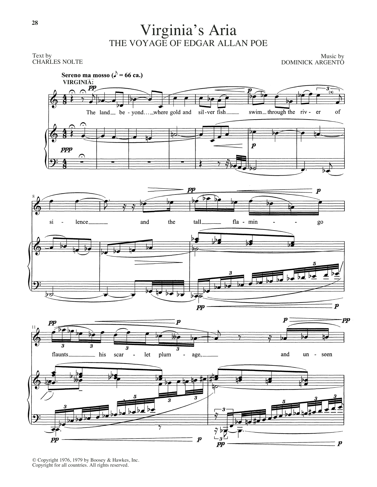 Dominick Argento Virginia's Aria sheet music notes and chords. Download Printable PDF.