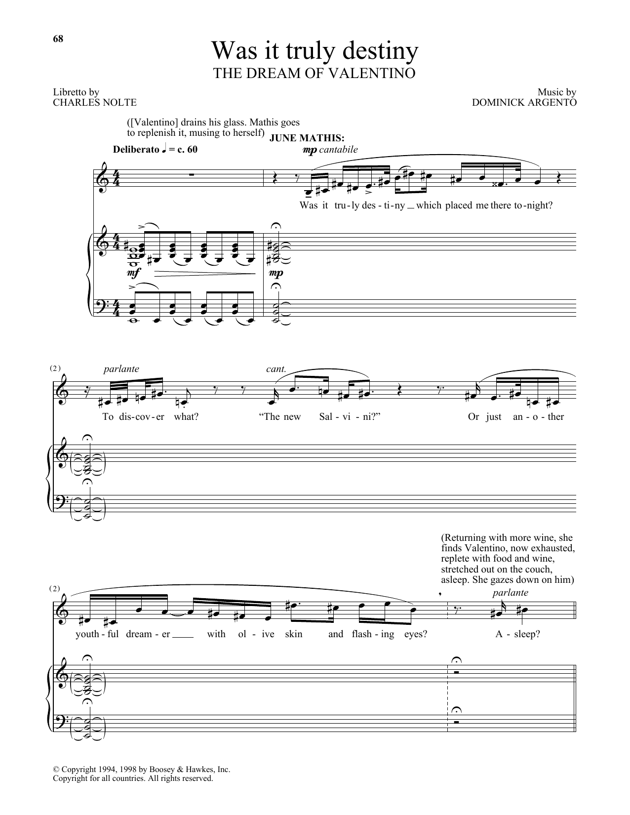 Learn to play Dominick Argento Was it truly destiny (from The Dream Of Valentino) sheet music for Piano & Vocal in minutes. Dominick Argento Was it truly destiny (from The Dream Of Valentino) sheet music notes and chords
