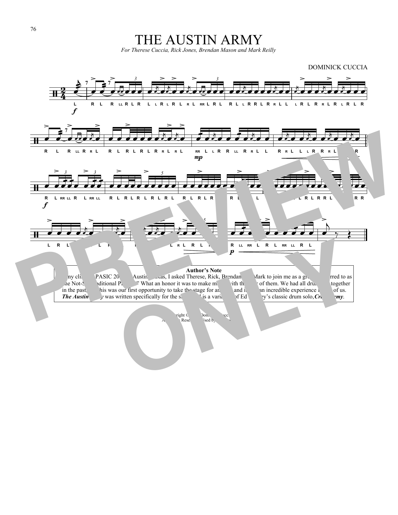 Dominick Cuccia The Austin Army sheet music notes and chords. Download Printable PDF.