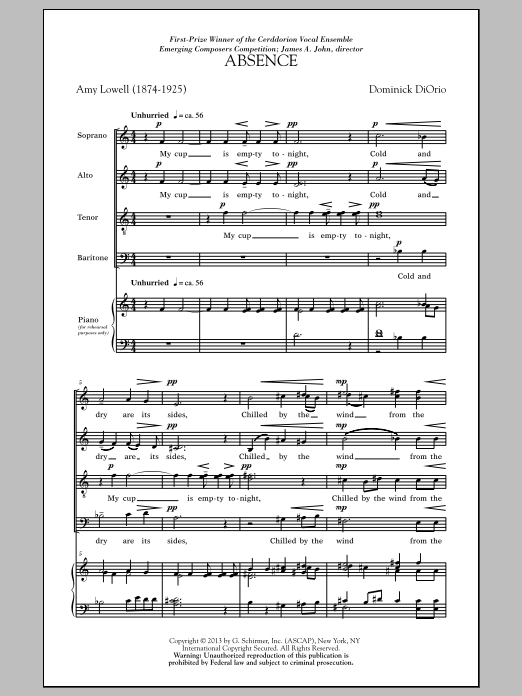 Dominick Diorio Absence sheet music notes and chords. Download Printable PDF.