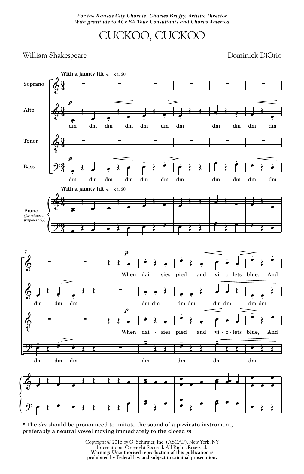 Dominick DiOrio Cuckoo Cuckoo sheet music notes and chords. Download Printable PDF.