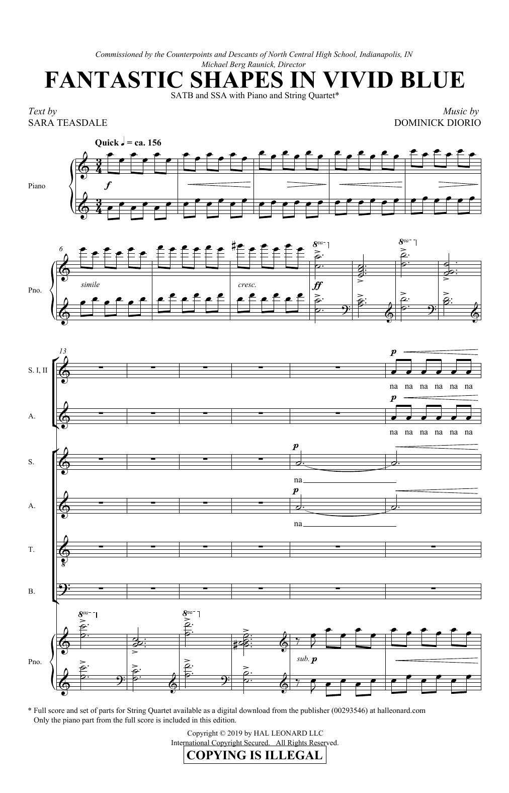 Dominick DiOrio Fantastic Shapes In Vivid Blue sheet music notes and chords arranged for SATB Choir