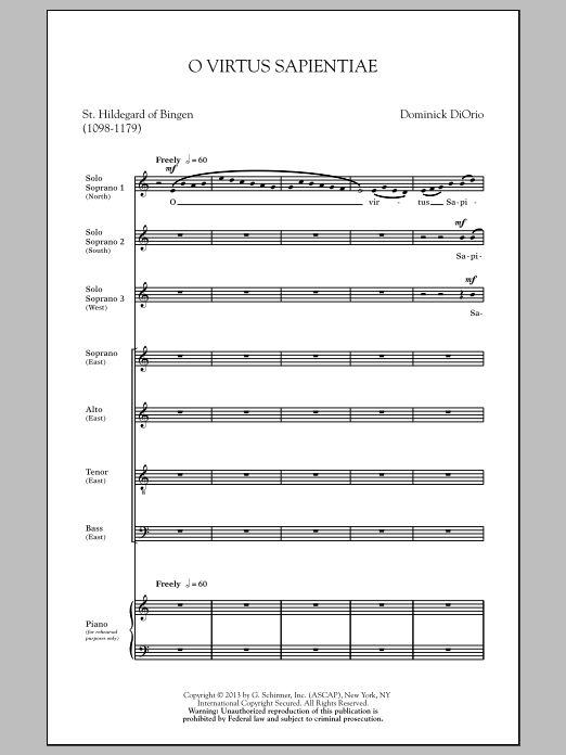 Learn to play Dominick Diorio O Virtus Sapientiae sheet music for SATB Choir in minutes. Dominick Diorio O Virtus Sapientiae sheet music notes and chords. Download Printable PDF.