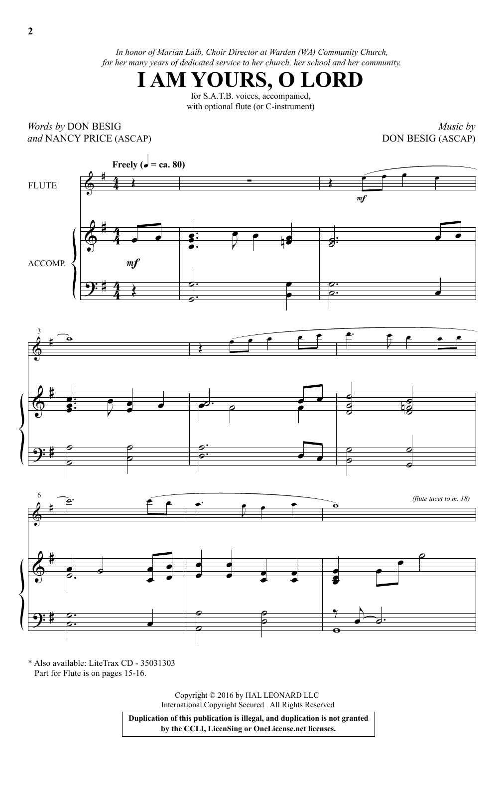 Don Besig I Am Yours, O Lord sheet music notes and chords. Download Printable PDF.