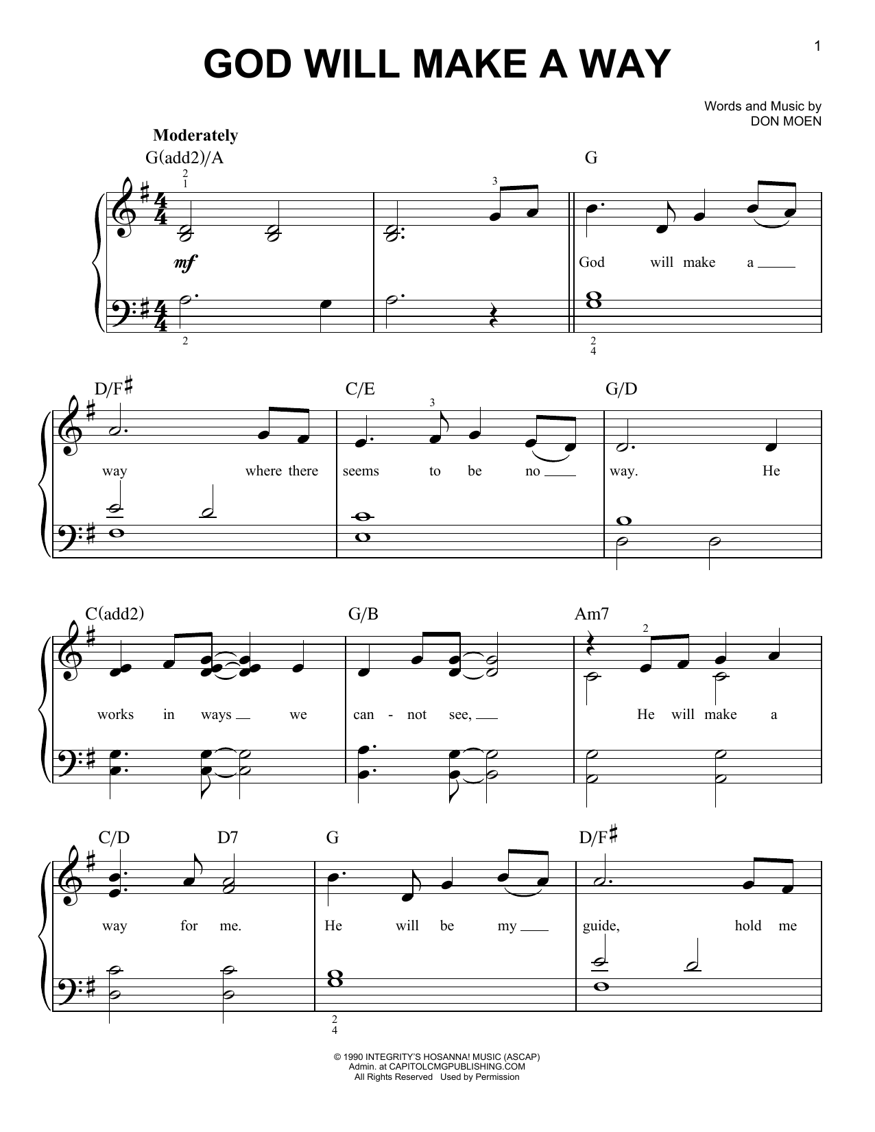 Don Moen God Will Make A Way sheet music notes and chords. Download Printable PDF.