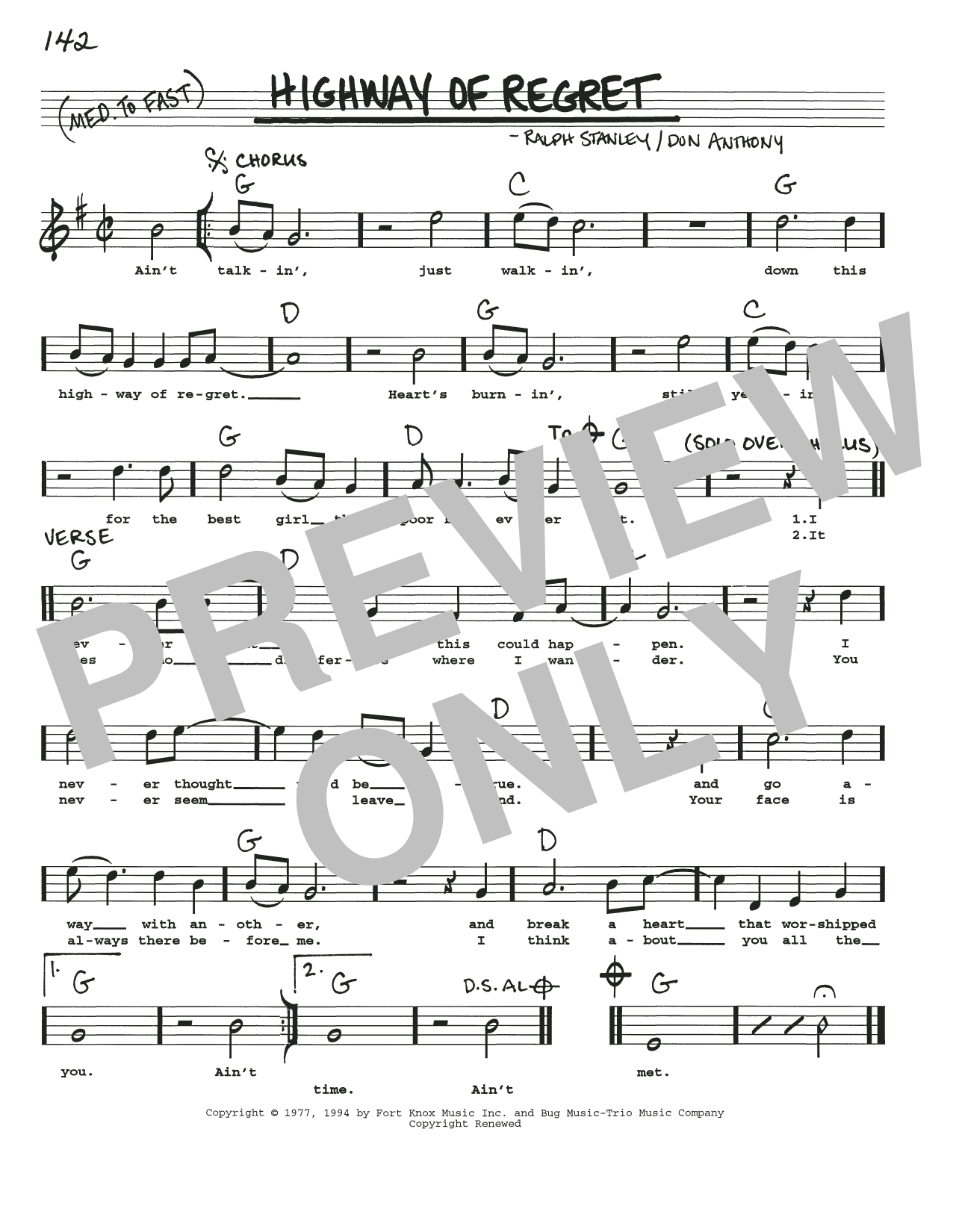 Don Anthony Highway Of Regret sheet music notes and chords. Download Printable PDF.