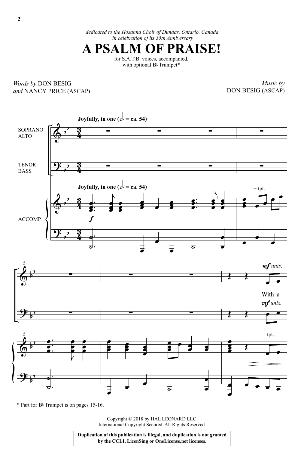 Learn to play Don Besig A Psalm Of Praise! sheet music for SATB Choir in minutes. Price: 3.9900$ Don Besig A Psalm Of Praise! sheet music notes and chords arranged for SATB Choir
