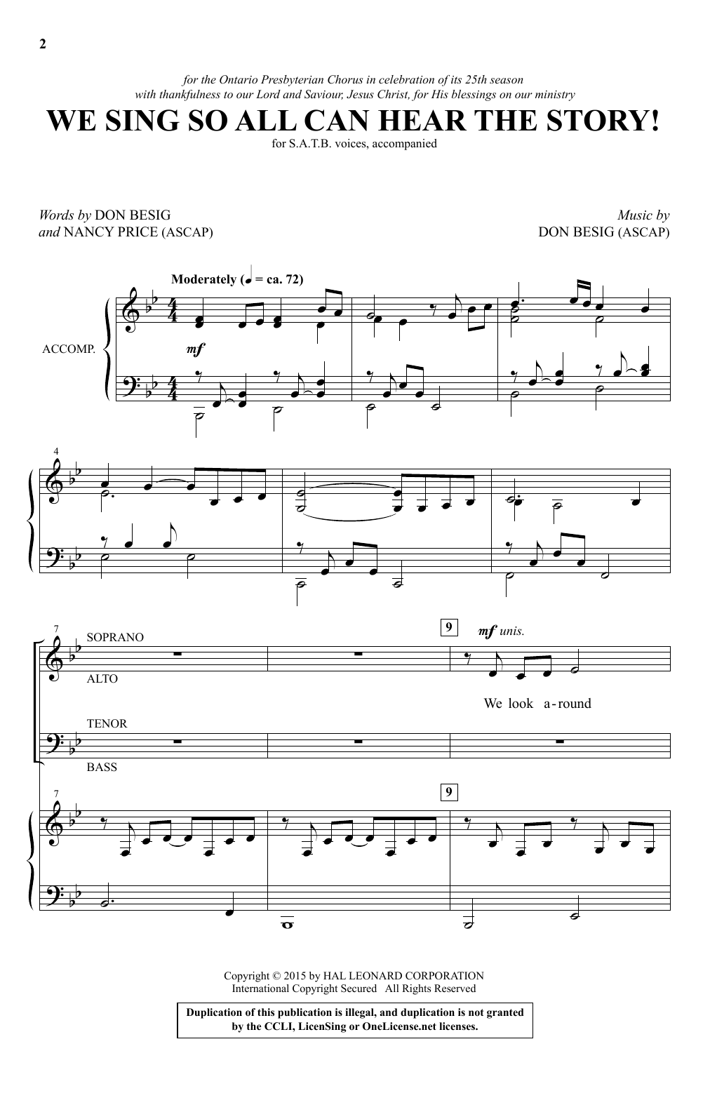 Learn to play Don Besig We Sing So All Can Hear The Story! sheet music for SATB Choir in minutes. Price: 3.9900$ Don Besig We Sing So All Can Hear The Story! sheet music notes and chords arranged for SATB Choir