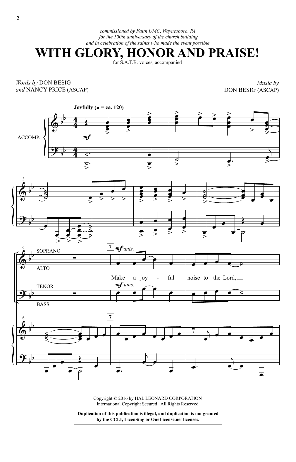Learn to play Don Besig With Glory, Honor And Praise! sheet music for SATB Choir in minutes. Price: 3.9900$ Don Besig With Glory, Honor And Praise! sheet music notes and chords arranged for SATB Choir