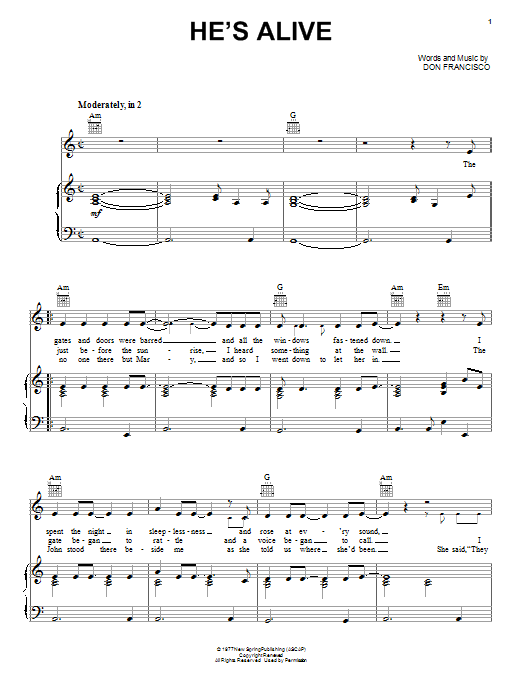 Don Francisco He's Alive sheet music notes and chords. Download Printable PDF.