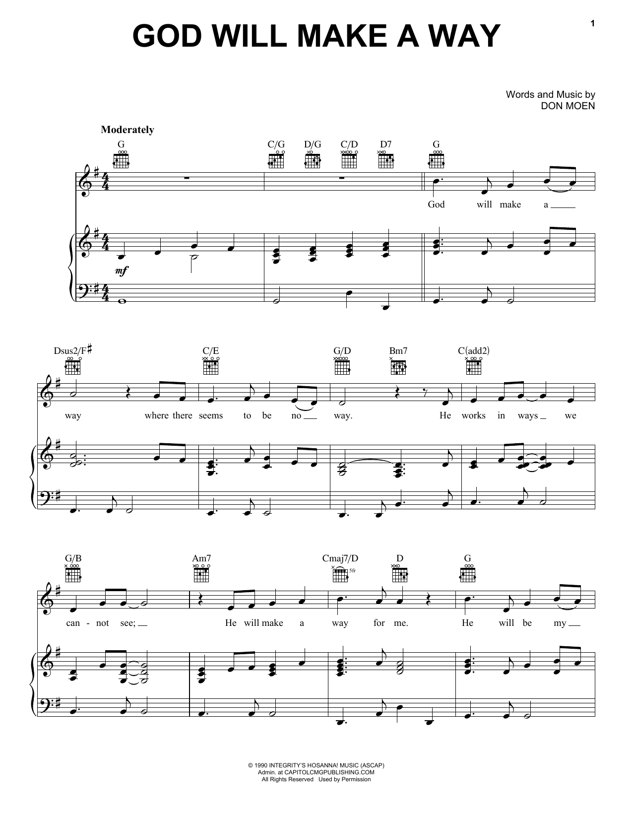 Don Moen God Will Make A Way sheet music notes and chords. Download Printable PDF.