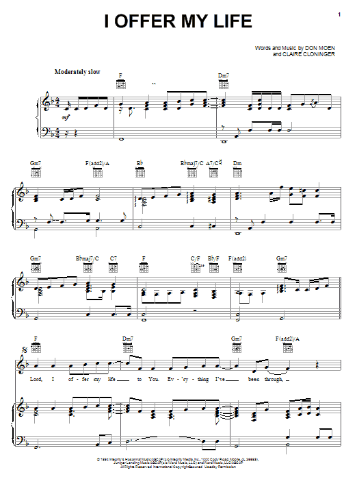 Don Moen I Offer My Life Sheet Music Pdf Notes Chords Sacred