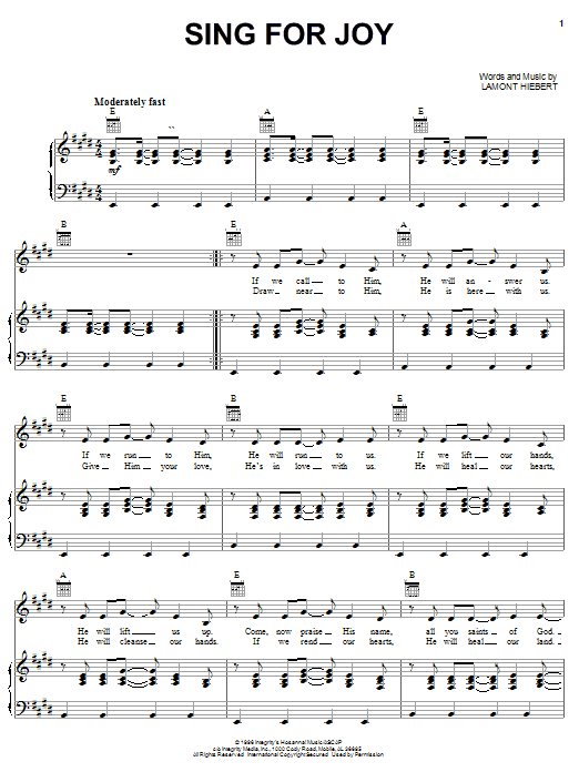Learn to play Lamont Hiebert Sing For Joy sheet music for Lead Sheet / Fake Book in minutes. Price: 5.9900$ Lamont Hiebert Sing For Joy sheet music notes and chords arranged for Lead Sheet / Fake Book